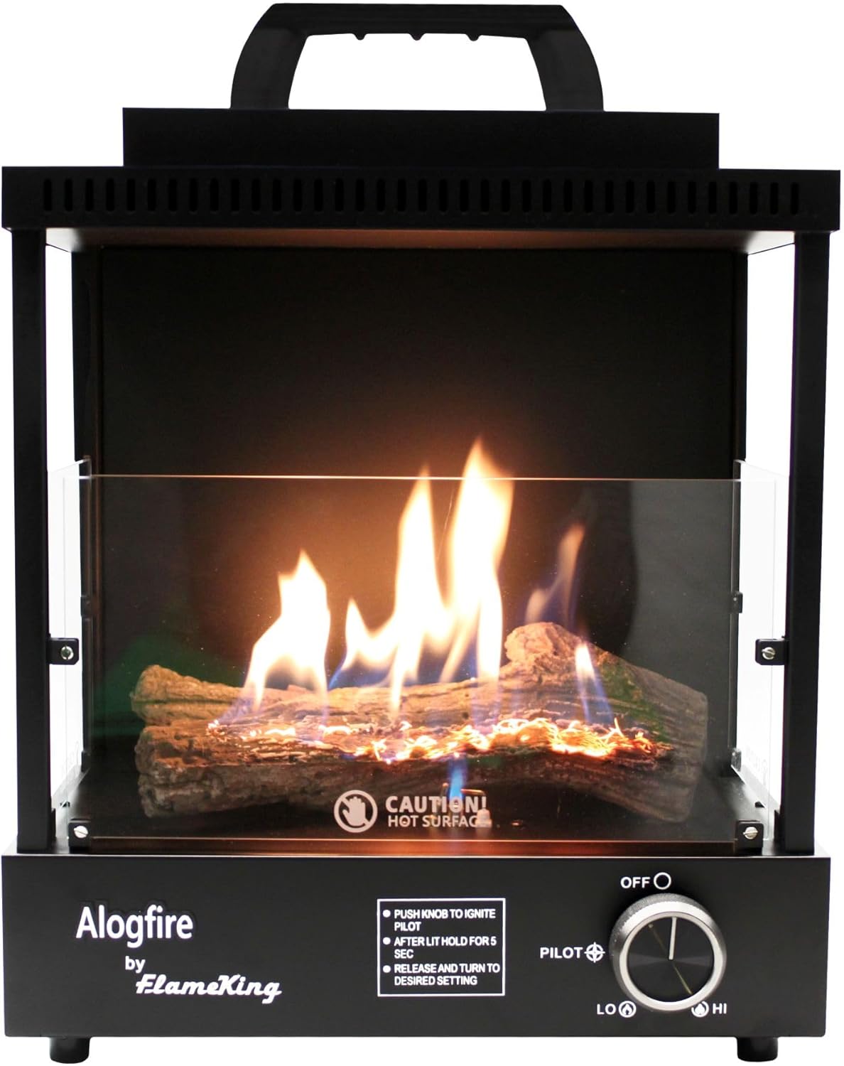 Flame King ALOGFIRE Propane Ambiance Log Fireplace Heater, Clean and Smokeless Dancing Flames, Indoor and Outdoor Use, for Campers, Patios, and Workshops