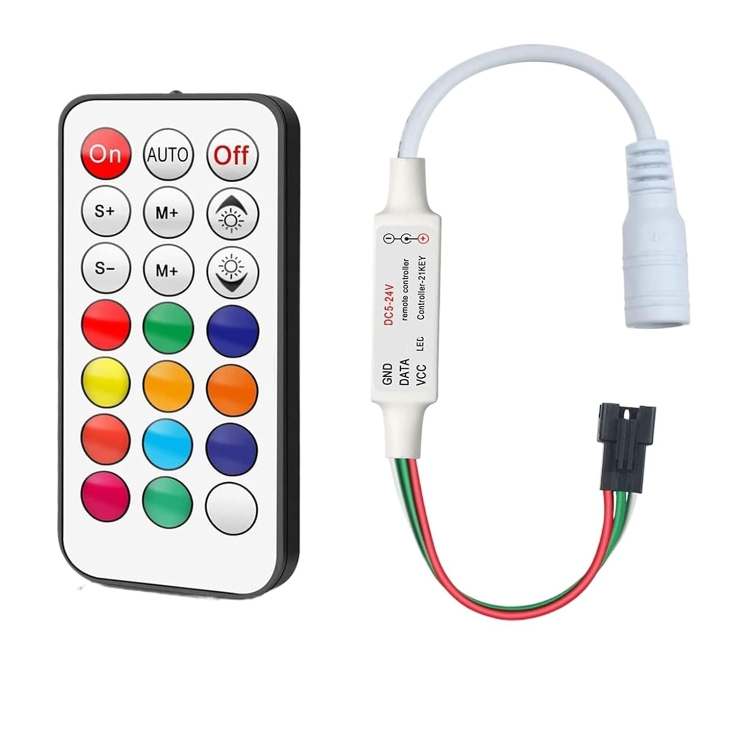 Mini 21-Key 3-pin LED Controller RGB DC5-24V Remote Control(WM-HC006B-10PCS)