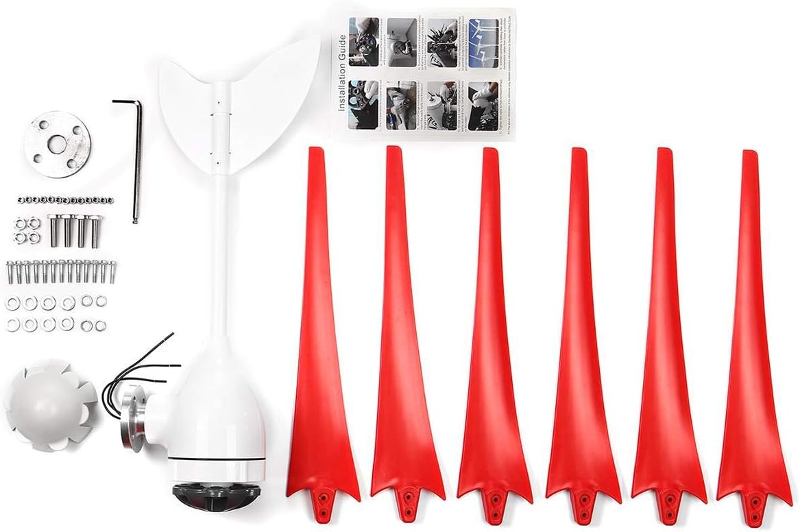 2400W 3/5/6 Blade Wind Turbines Generator High Conversion Rate Powerbank Motor Kit DC/AC 12/24V Windmill Energy Turbines Charge,12v,5 Blades