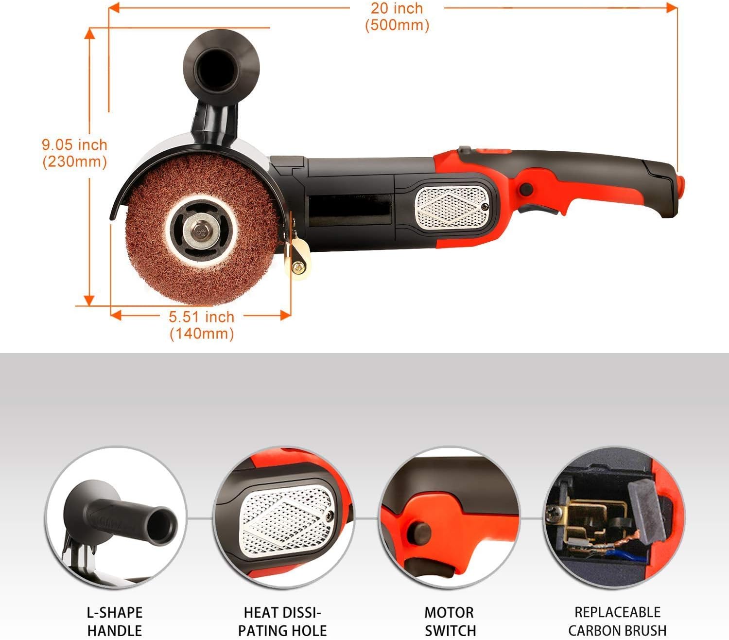 Burnishing Polishing Machine, ZFE 1200W 110V Burnishing Polishing Machine Polisher/Sander Set with 4PCS Non-woven Burnishing Wheels (80# 120# 240# 360#) for Metal and Stainless Steel Polishing