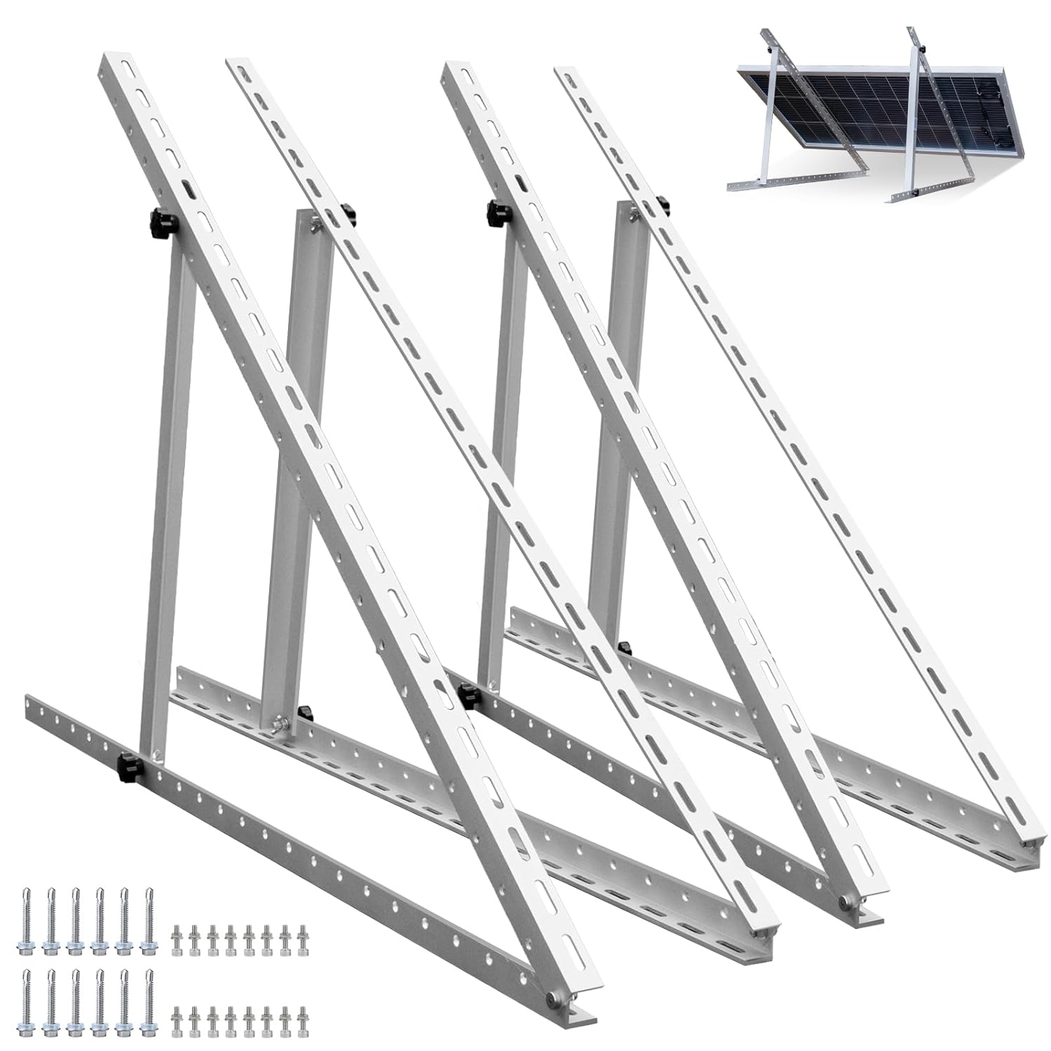 ECO-WORTHY 2 Sets 45inch Solar Panel Mount Brackets Adjustable Tilt Mount Brackets, Suitable for 2-4pcs 100 200 300 400 Watt Solar Panel for Roof, RV, Boat, and Off-Grid