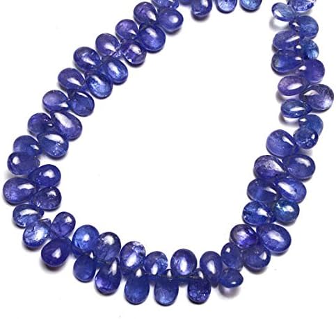 LKBEADS 1 Strand Natural Tanzanite Gemstone 5x7 to 6x8MM Smooth Pear Shape Briolettes 8 Inches