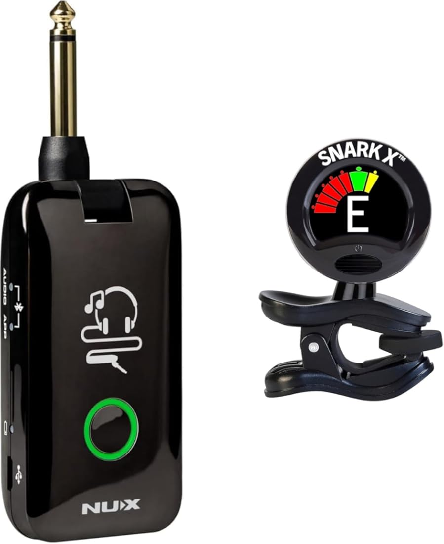 NUX MP-2 Mighty Plug Guitar & Bass Modeling Headphone Amp for Guitar/Bass - Bundle with Snark-X Tuner