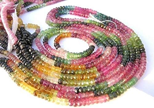 10x14-140 inches strand. sparkling multi tourmaline faceted rondelles size 3.5mm