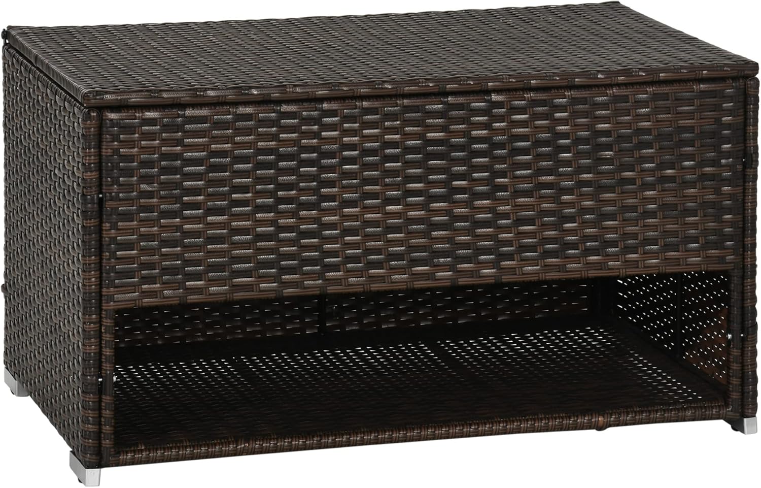 Kaimei Rattan Deck Box with Shoe Rack - Weather Resistant Storage for Patio, Outdoor Cushions, Toys, and Tools