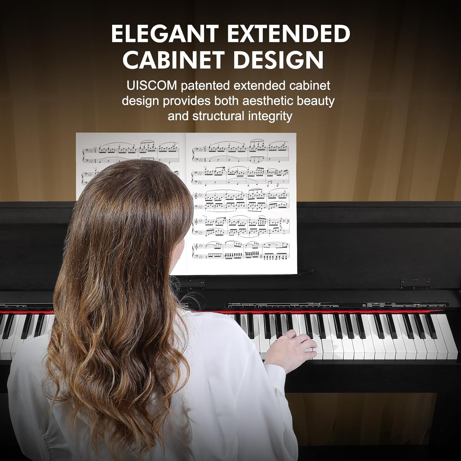 UMP-90 88 Keys Semi-weighted Full Size Keyboard Electric Piano with Furniture Stand｜Power Adapter｜Triple Pedals｜MP3 Function Digital Piano for Beginner (Black)