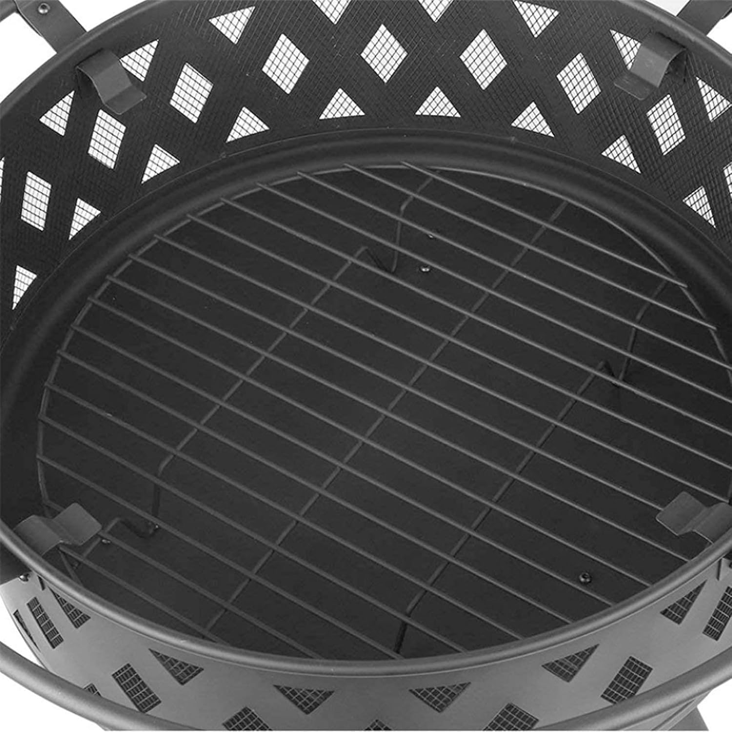 Fire Pit with BBQ Grill Shelf, Portable Fire Pits for Garden, Outdoor Fire Pits,Outdoor Garden Fire Pit with Mesh Cover