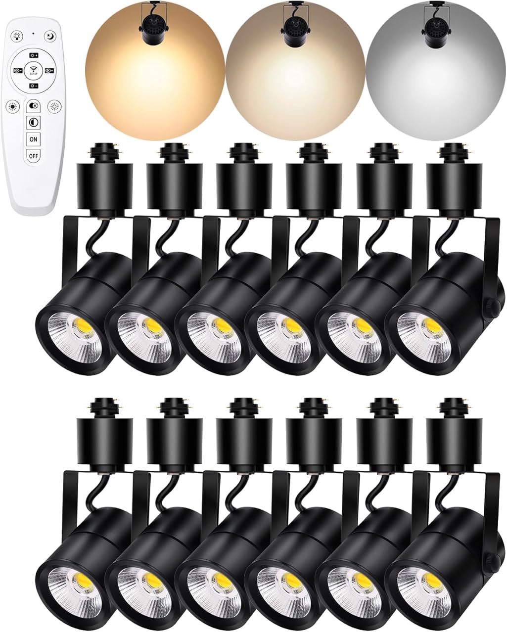 LED Track Lighting Heads,2700K-6500K Stepless Dimming H Type Track Light Heads Dimmable Rail Ceiling Spotlight Fixtures Accent Art Task,Flicker Free CRI90+ 24°10W 1000LM,Black 12 Pack