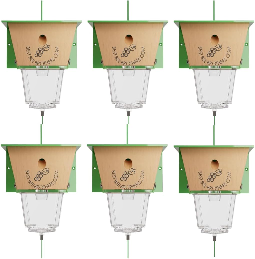 Best Bee Brothers Ultimate Carpenter Bee Trap for Outside with Large, Clear External Bee Vault & Spring-Loaded Door, 5.75
