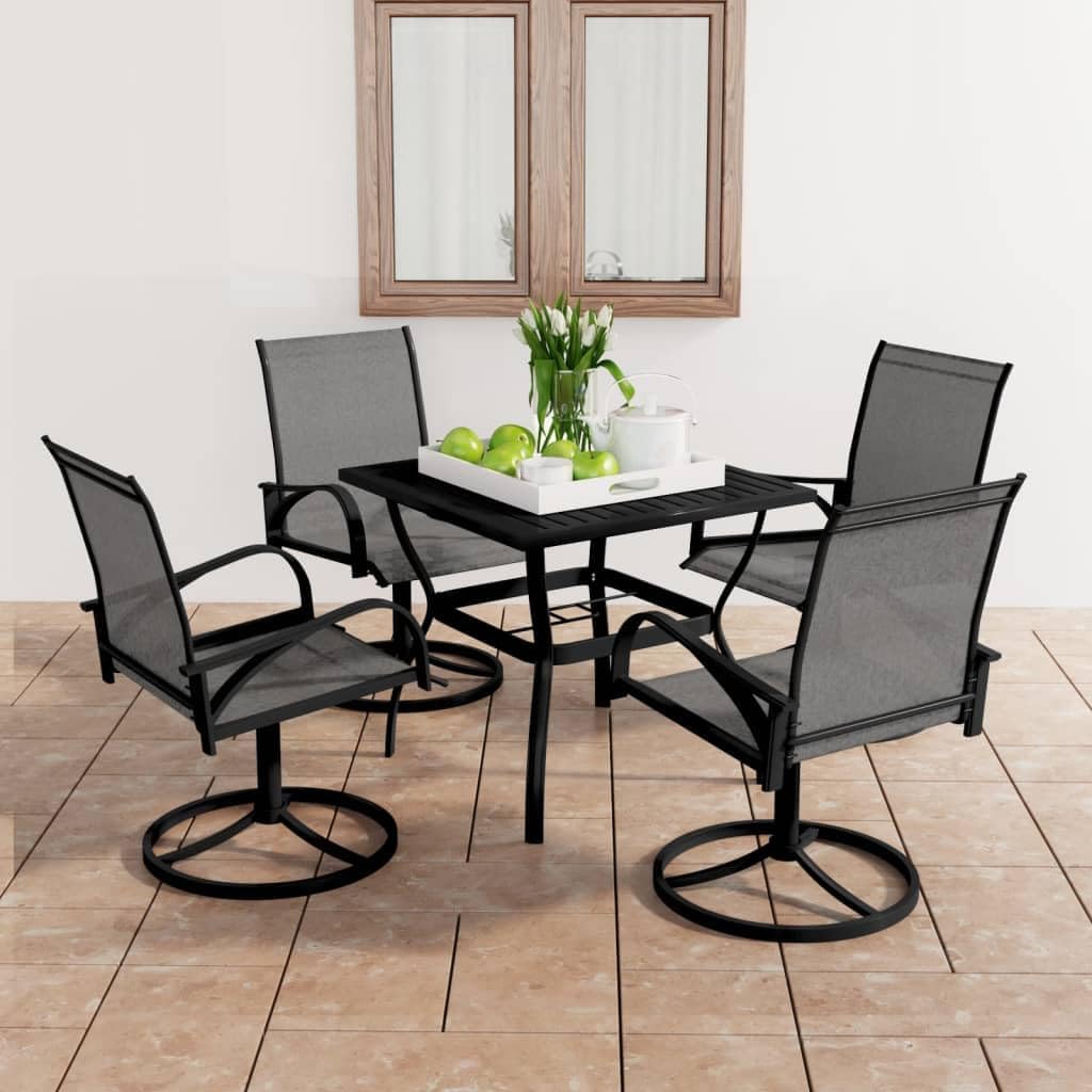 Furniture Sets 5 Piece Patio Dining Set Textilene and Steel,Modern 5Piece Patio Dining Set with Swivel Chairs for Enhanced Comfort Garden Conversation Sets
