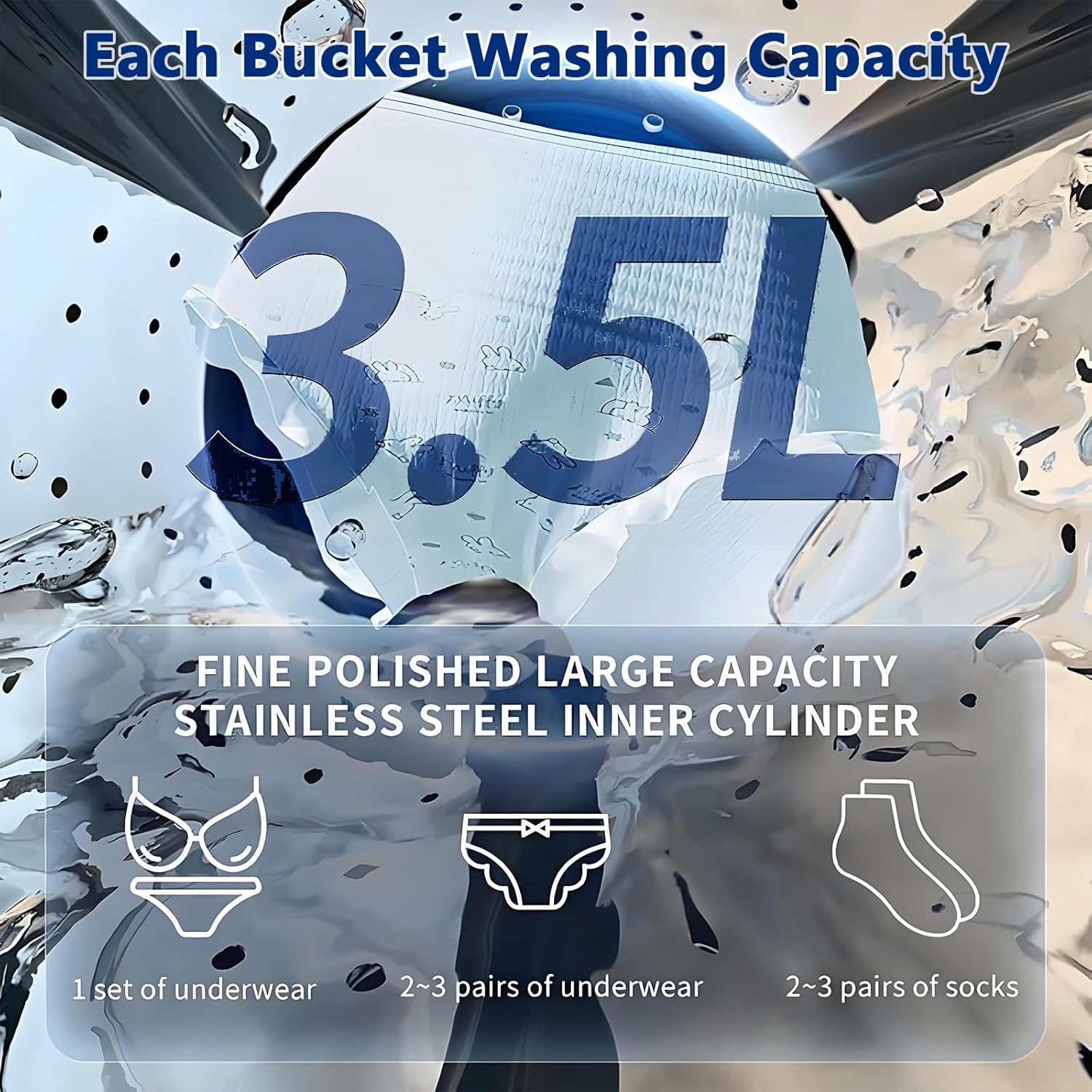 BANGBANGJI Smart Double Tube Mini Washing Machine, 3.5Lx2 Portable Washing Machine, with LED Display, Each Bucket Washing Capacity 0.3kg, Stainless Steel Drum for Dorms, Apartments, RVs Desktop