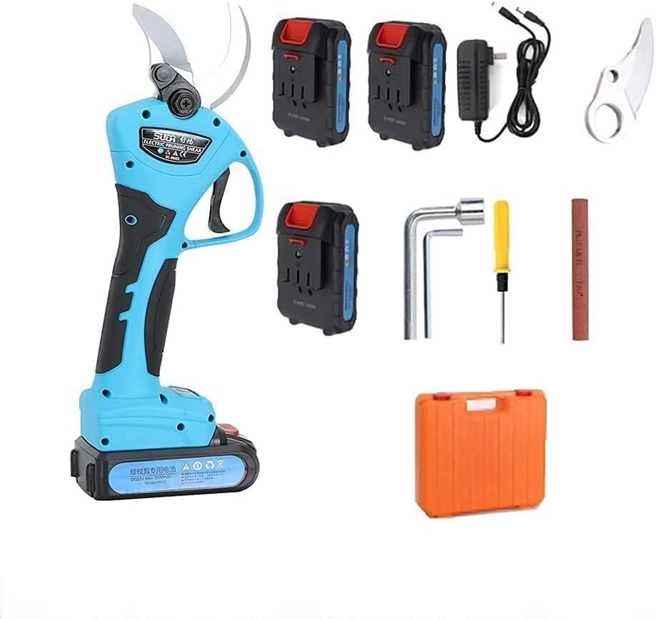 Cordless Electric Pruning Shears, SK5 Steel Blade, 40mm Cutting Diameter, 1KG Lightweight, High Power Motor