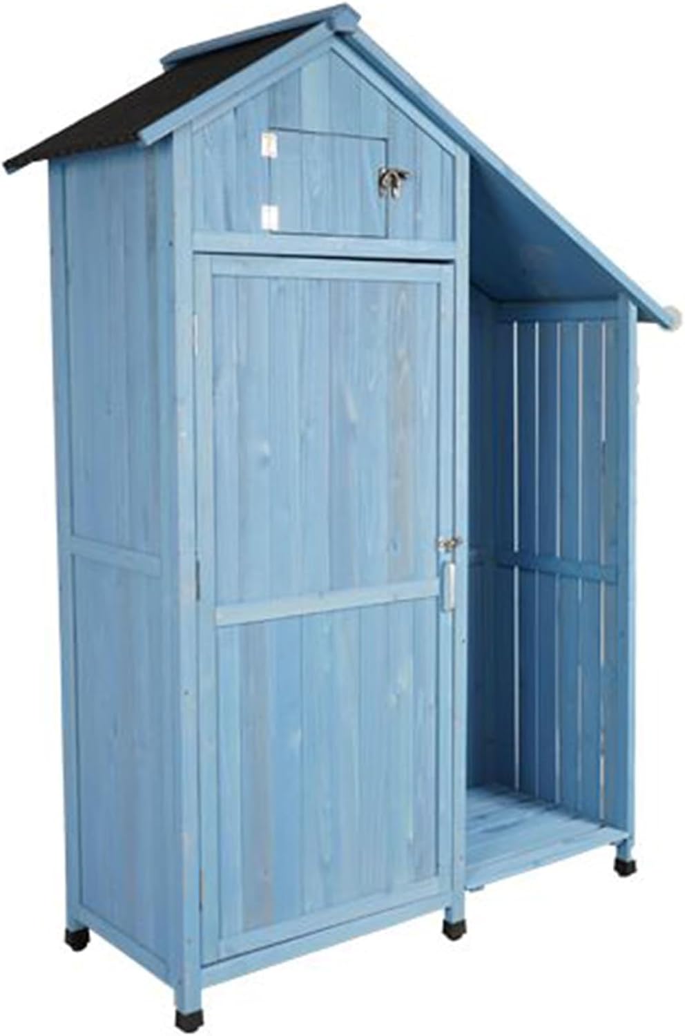 Outdoor Tool Storage Cabinet, Large Outdoor Storage Shed with Adjustable Shelves, Outdoor Storage Cabinet with Lock, Wood Garden Tool Shed for Outside, Backyard and Patio (One Color Dark Blue)