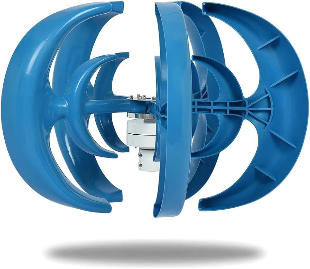 Wind Turbine Generator Kit, 8000W 5 Blade Wind Turbine Lantern Vertical Wind Generator Kit Electricity Producer Equipment (Blue)