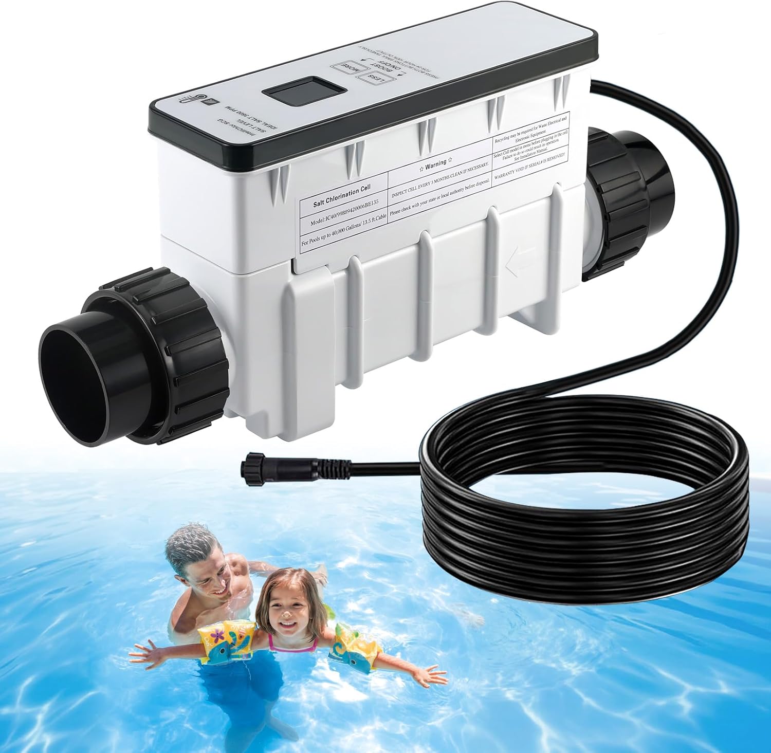 Upgraded Salt Cell Chlorine Generator Suitable for Pentair IntelliChlor EC-520555 520555,Replaces IC40 Swimming Pool Salt Cell,up to 40,000-Gallon