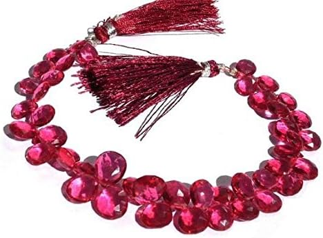 13 inch natural beads strand of 9x6-12x8mm faceted pear pink quartz gemstone briolletes beads for DIY jewelry - necklace, bracelet, earring, ring.