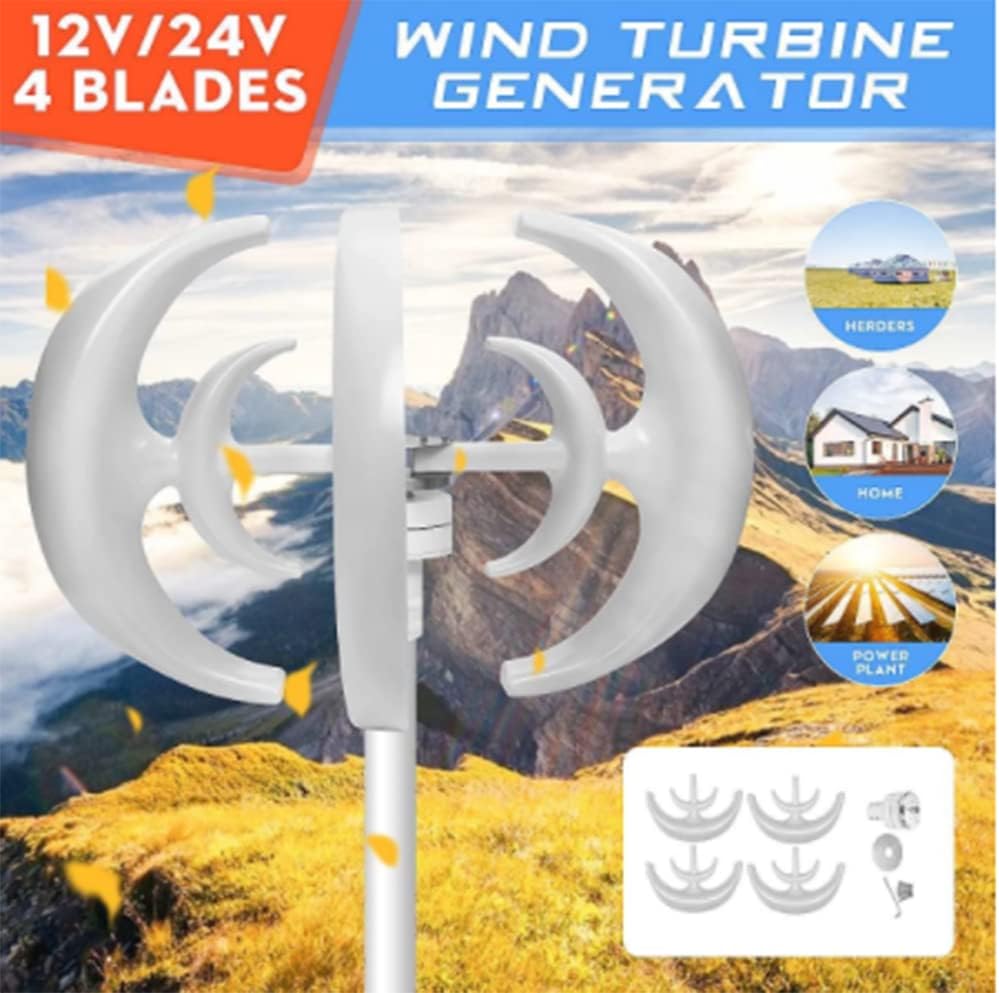 12V 24V 9000W Wind Turbine Generator Automatic 4 Blades Motor Kit Windmill Energy Charge Turbines Vertical Axis for Home Camping