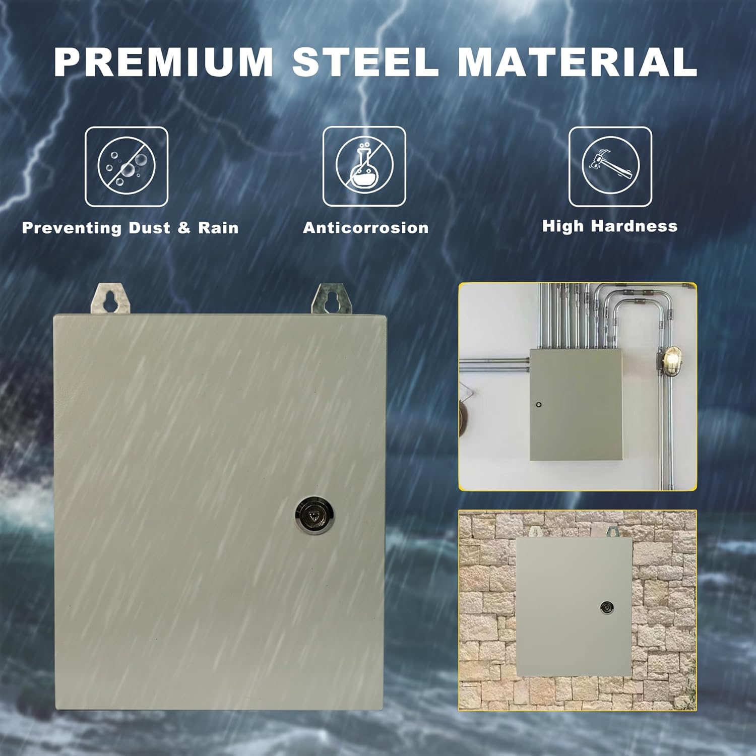 Generic Waterproof Electrical Enclosure 16 x 12 x 8'', Outdoor Electrical Box Weatherproof, Electrical Junction Box with Reinforced Lock, Gray, JYX403020