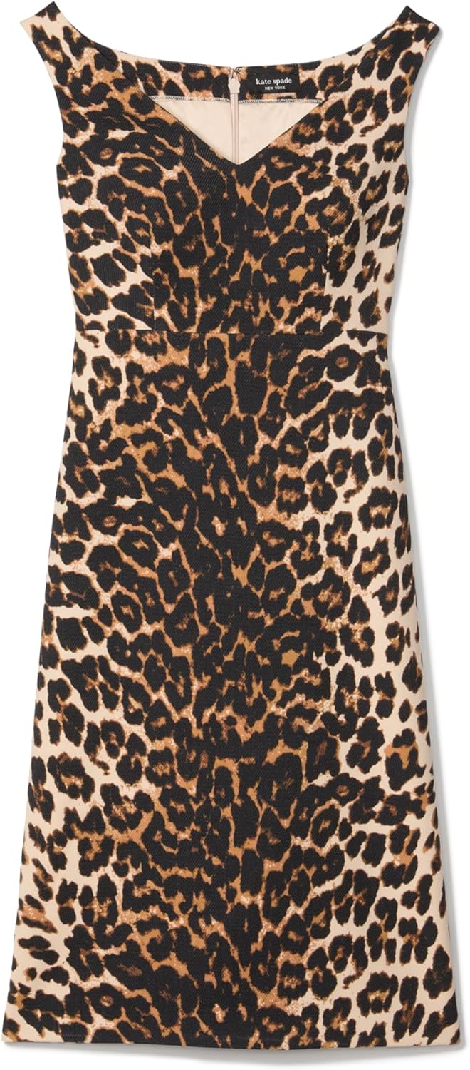 Kate Spade New York Womens Leopard V-Neck Midi Dress
