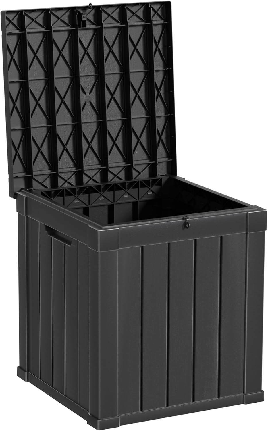50 Gallon Resin Deck Box, Outdoor Indoor Waterproof Storage Box, Lockable Storage Box With Handle for Patio Furniture - Garden Tools - Swimming Pool Tools & UV Resistant, Black