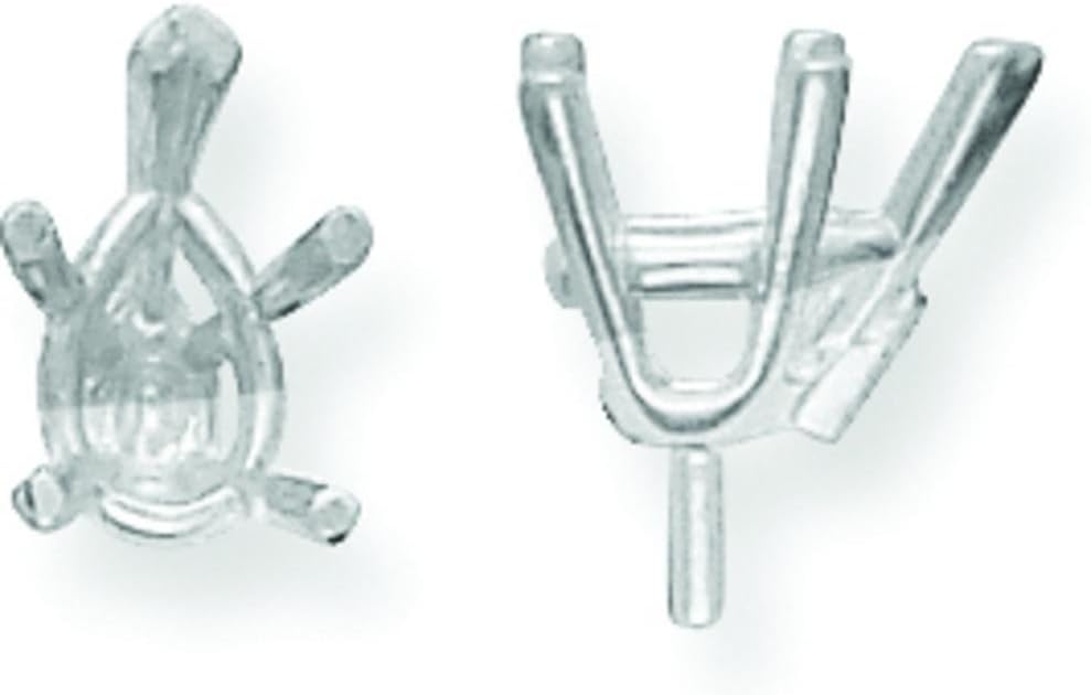 14K White Gold 5 Prong Pear Peg V-End Setting 4.5x3mm