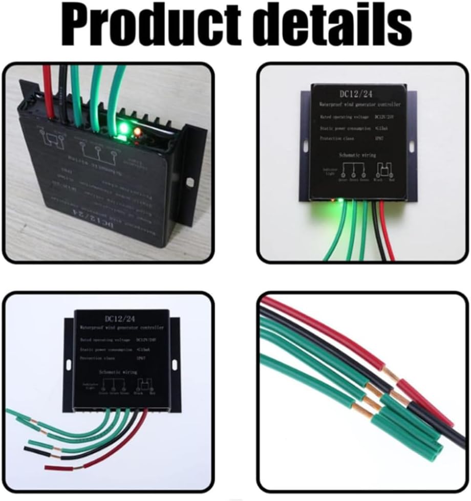 12000W Waterproof Wind Turbine Power Generator Charge Regulator,DC12V 24V 48V 220Vwind Turbine Controller for Wind Power Generation Systems (Black)