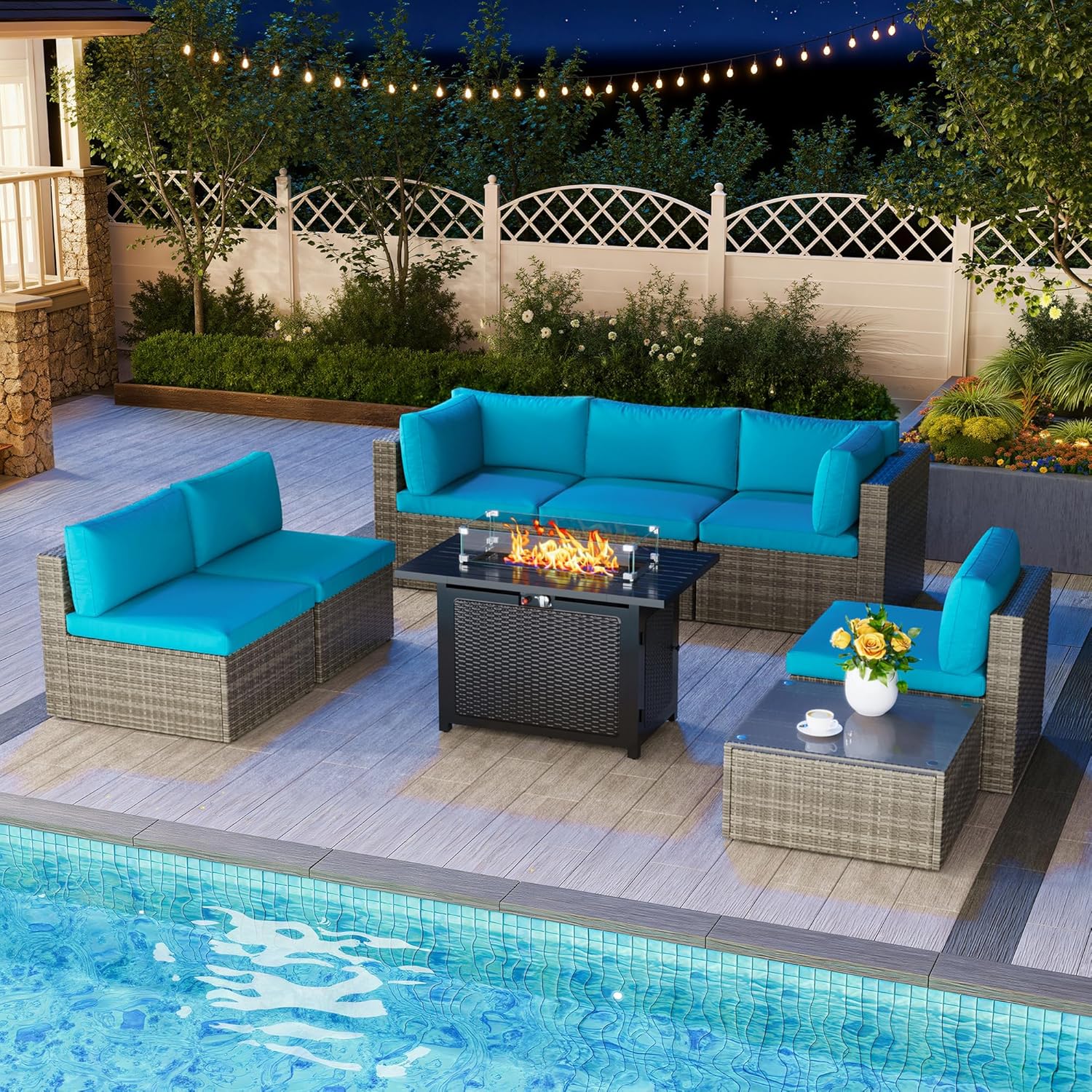 8 Pieces Outdoor Patio Furniture Set with 43