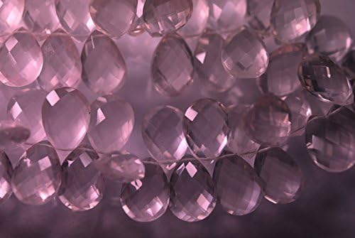 4 Match Pair, Super Rare AAA Natural Rose Quartz Faceted Pear Briolettes Calibrated Size 16x12mm