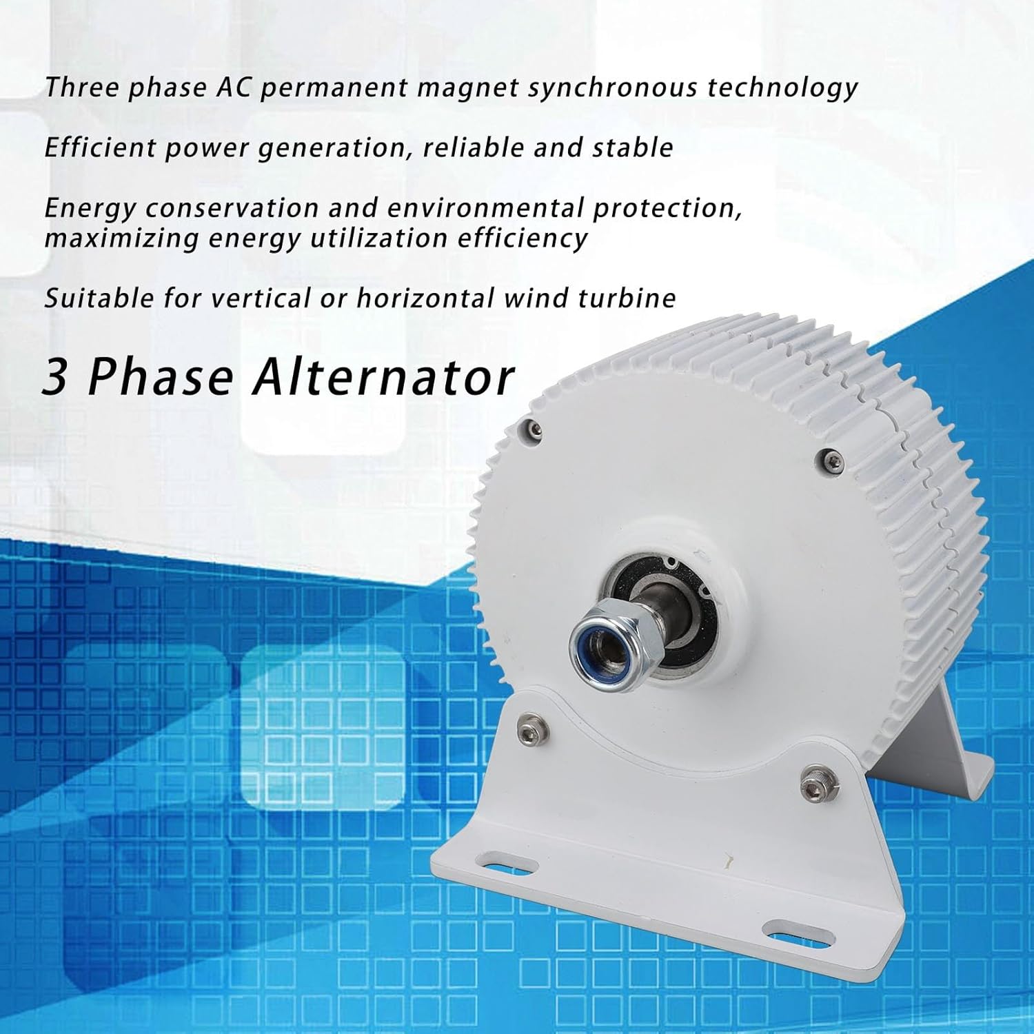 3 Phase Alternator Dual Shaft Permanent Magnet Synchronous Generator High Efficiency 24V Wind Turbine AC Alternator Aluminum Alloy Carbon Steel 15x15x16cm (400w)