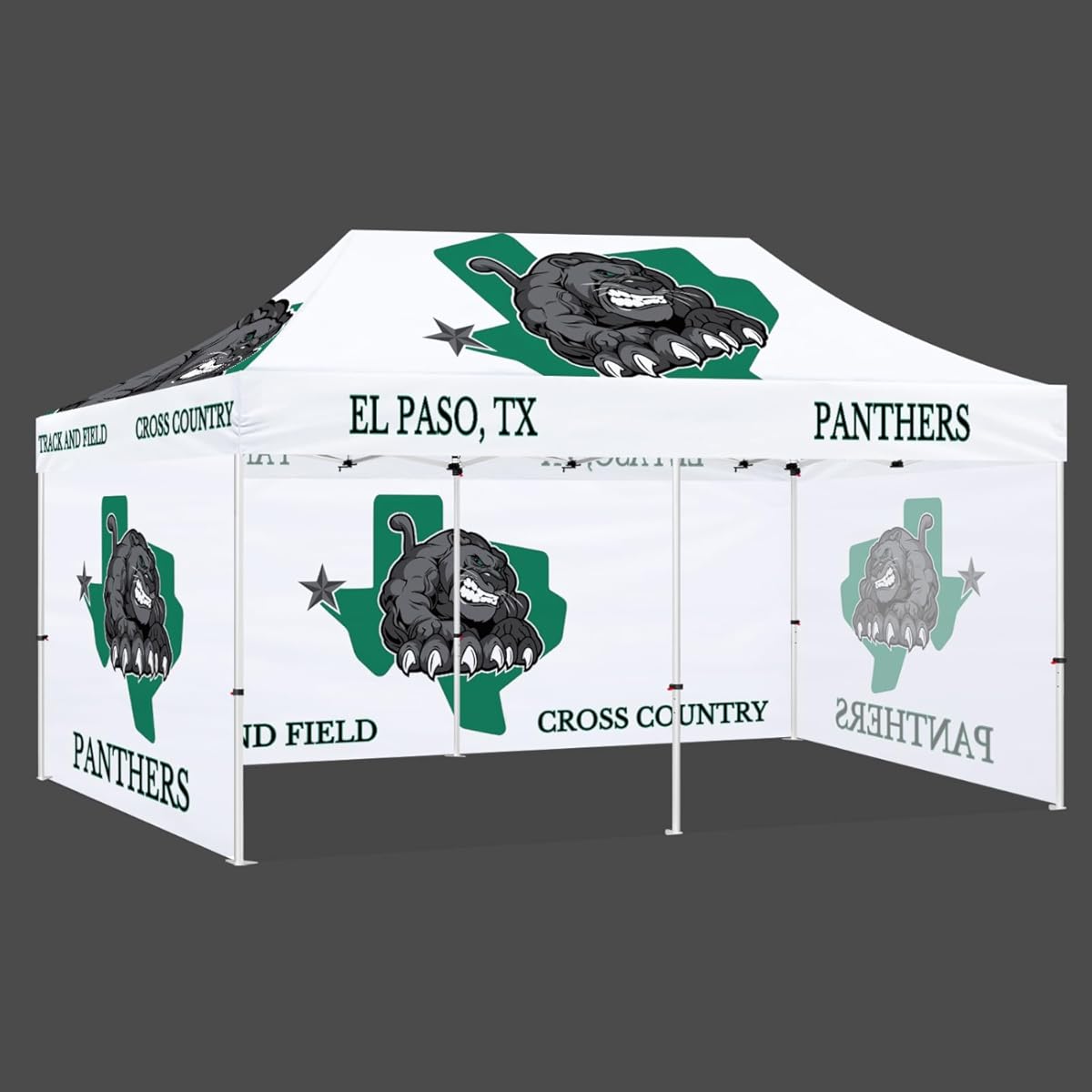 Custom Canopy Tent 10x20 with Logo, Personalized Pop Up Canopy 10x20 for Business Event, Trade Show, Farmers Market, Roller Bag Included - Back Wall and 2 Full Walls