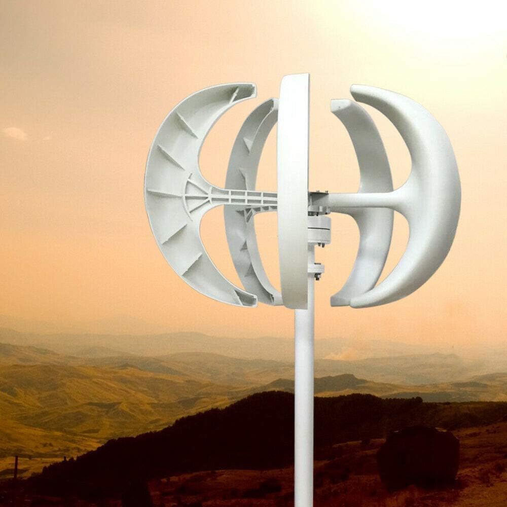 CAJUCA 9000W Lantern Type 5 Blades Vertical Wind Turbine Generator with Controller, Flange Plate, for Marine Boat Wind Solar Hybrid Streetlight