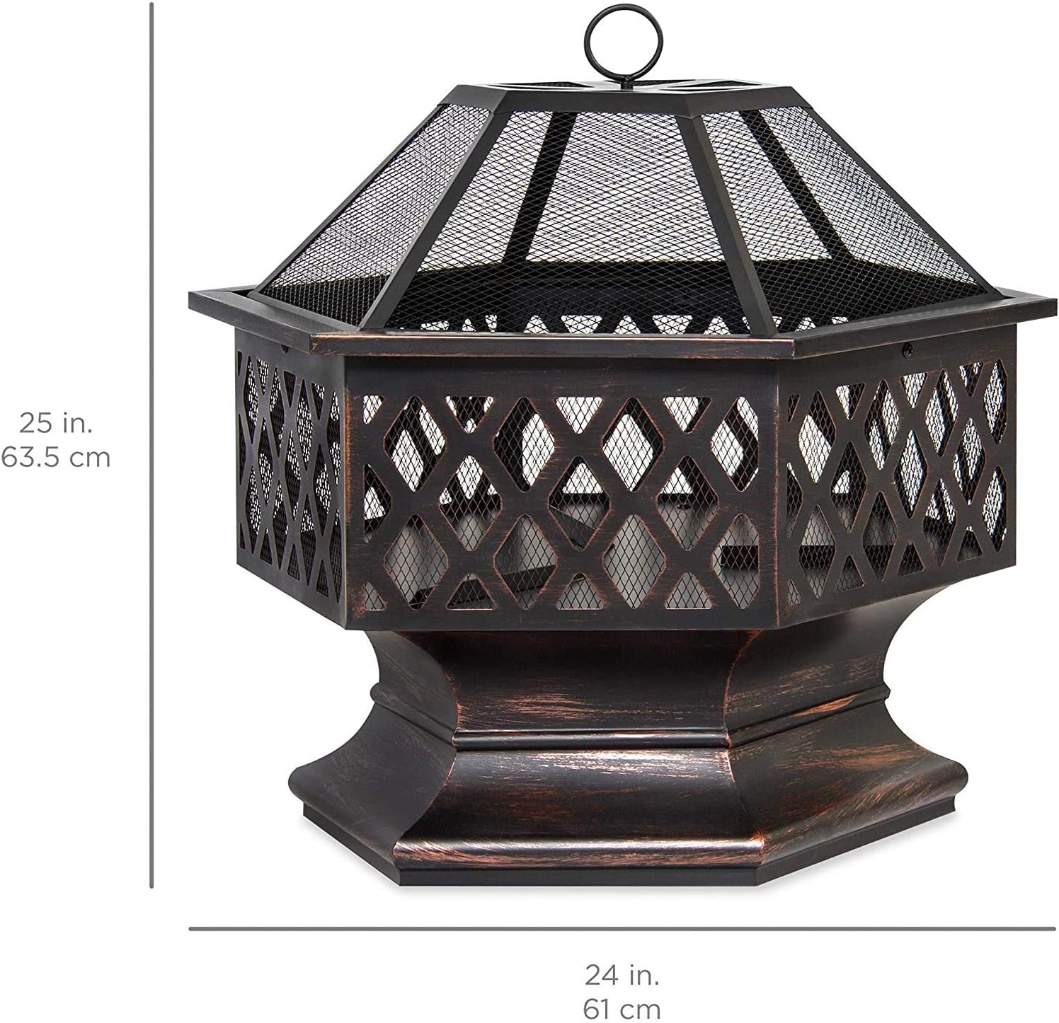 Fire Pit Steel Wood Burning w/Flame-Retardant Mesh Lid Fireplace Patio Backyard Steel Firepit Bowl Heater