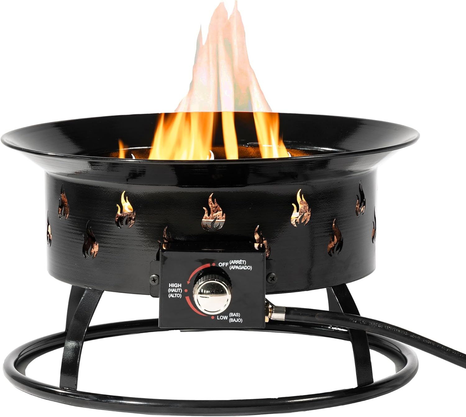 Propane Fire Pit, Gas Fire Pit, Portable Fire Pit Outdoor, Firebowl 19 Inch Diameter for Outside Patio Camping, 58,000 BTU with Lid and Carry Bag, Black