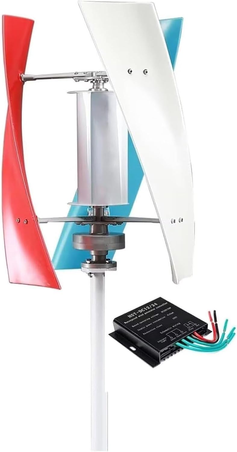 Vertical Wind Turbine Generator 1000W 220V 48V 24V 12V AC Wind Power Generator Kit with Controller Low Speed Starting for Home Street Lighting,48V-220V