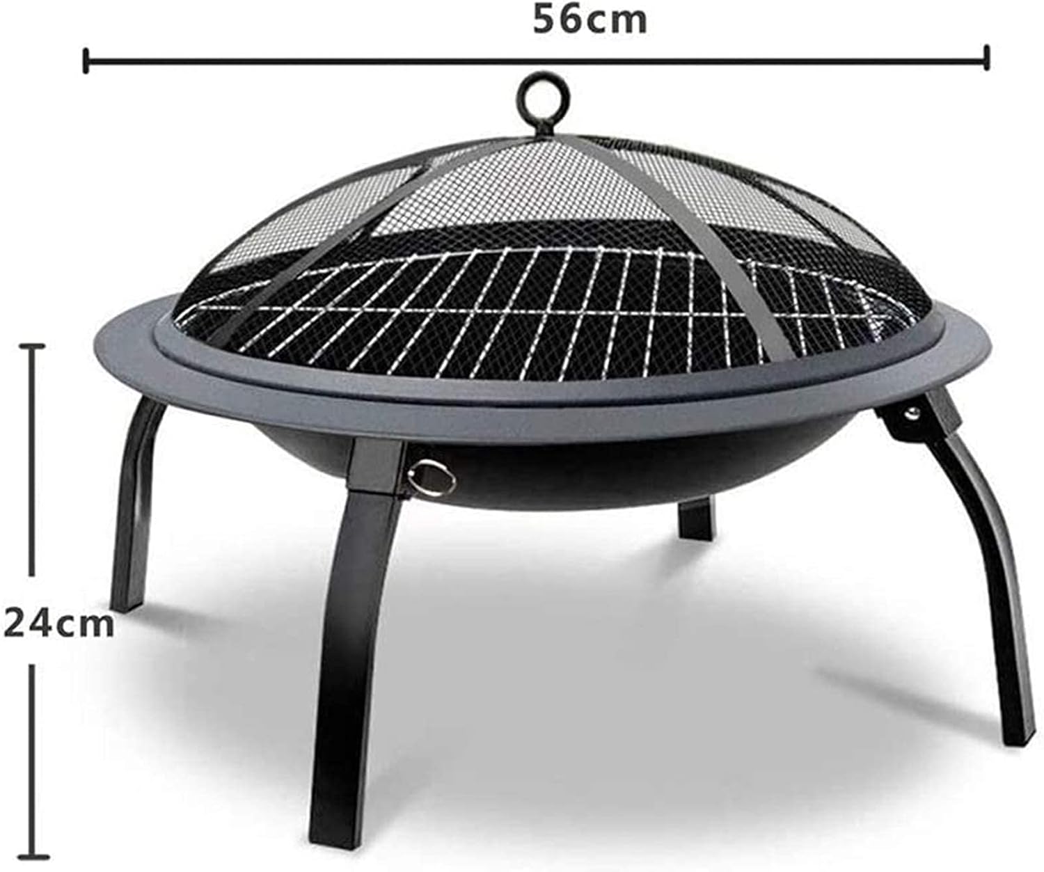 Fire Pits,Garden Outdoor Fire Pits Steel Folding Fire Bowl with Grill & Cover & Poker Camping Fire Pit BBQ Brazier Wood Charcoal Patio Heater