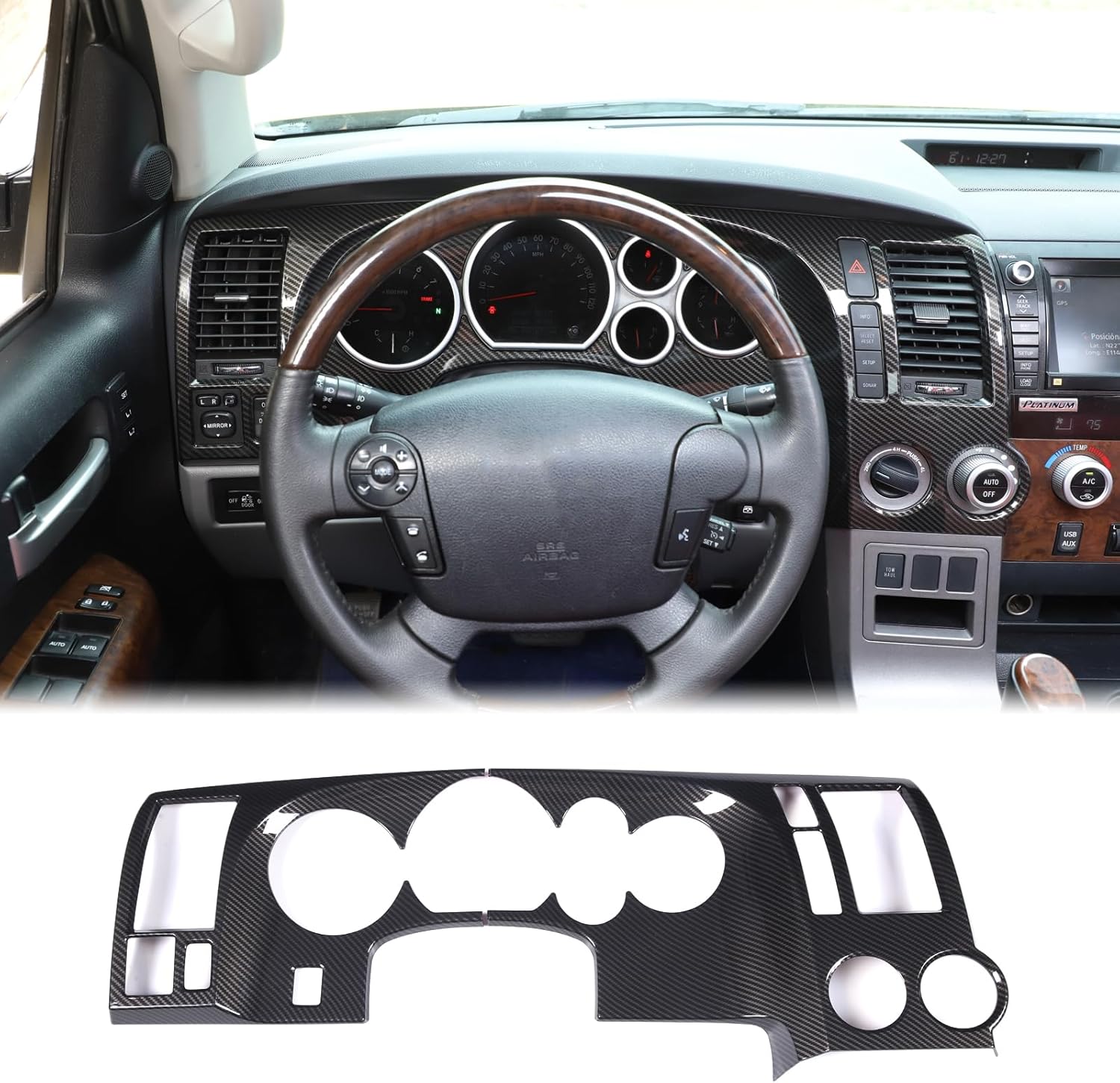 Aunginsy Car Center Console Dashboard Panel Frame Cover Trim Fit Toyot@a Tundra 2007-2013 Central Control Dashboard Panel Molding Instrument Protection Frame Decorative Cover ABS Interior Accessories