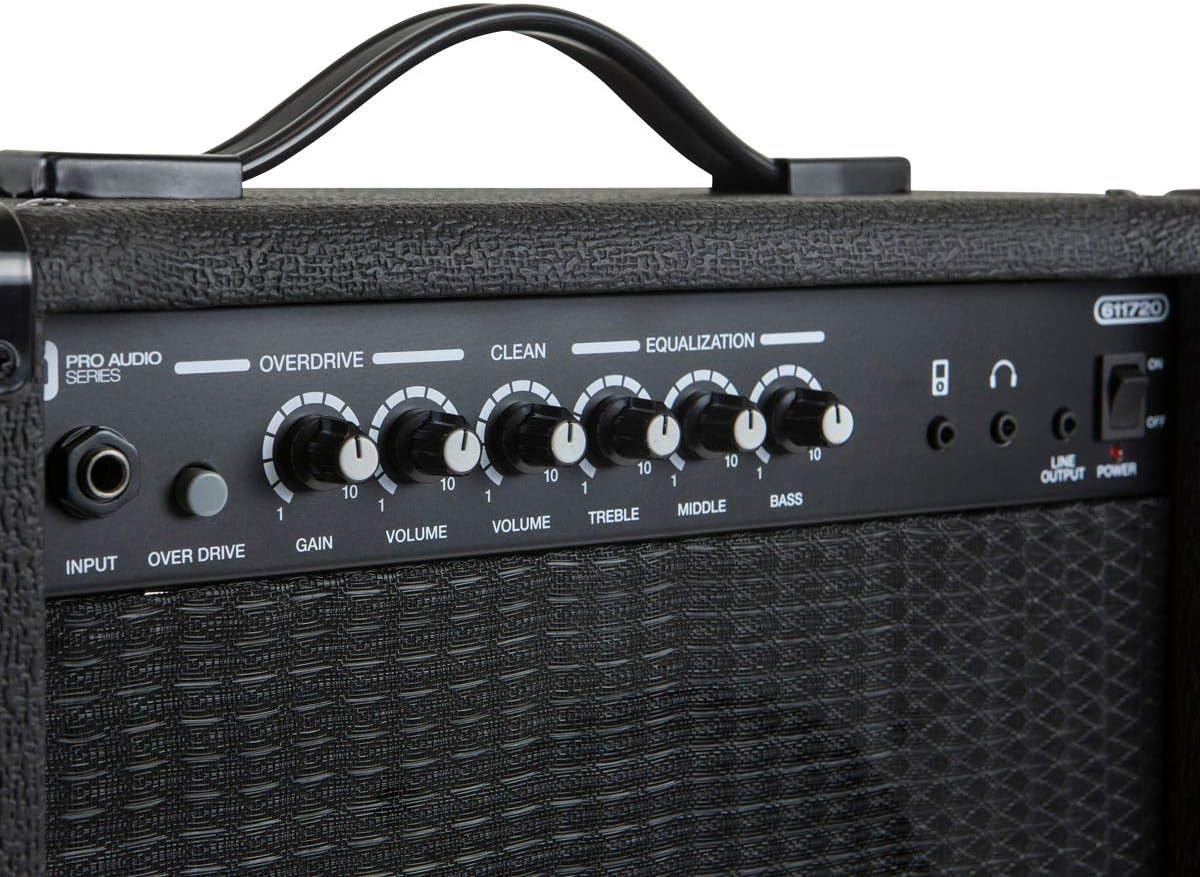 Monoprice 1x8 Guitar Combo Amplifier - Black, 20-Watt, 86dB of Gain - 1/4 Inch Input for Guitars, Aux MP3 Input, 3.5mm Headphone Output