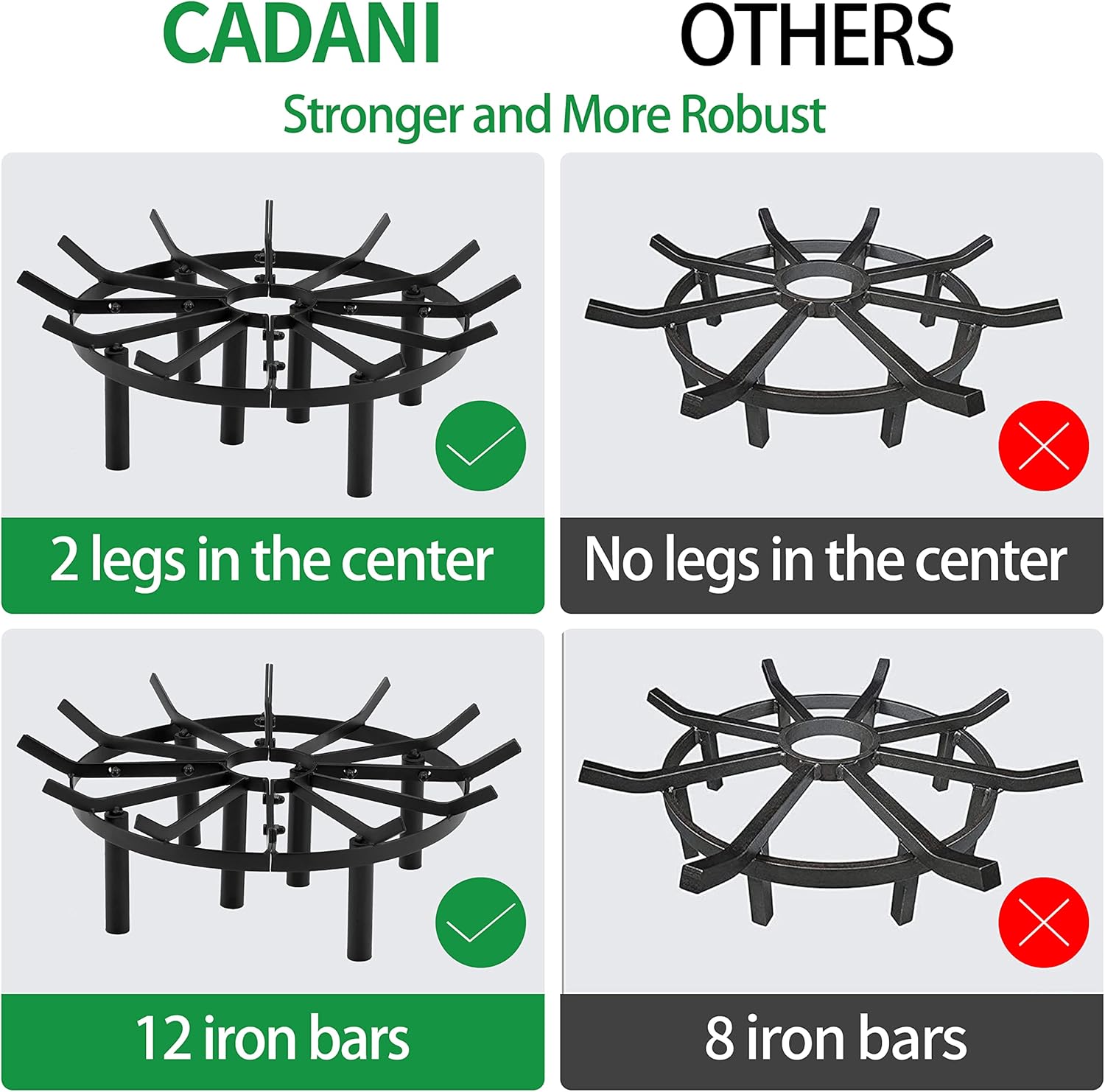 24in Fire Grate, Round Spider Wagon Wheel Fire Pit Grate - Heavy Duty for Outdoor Campfire, Hearth Wood Stove and Outdoor Camping - Black