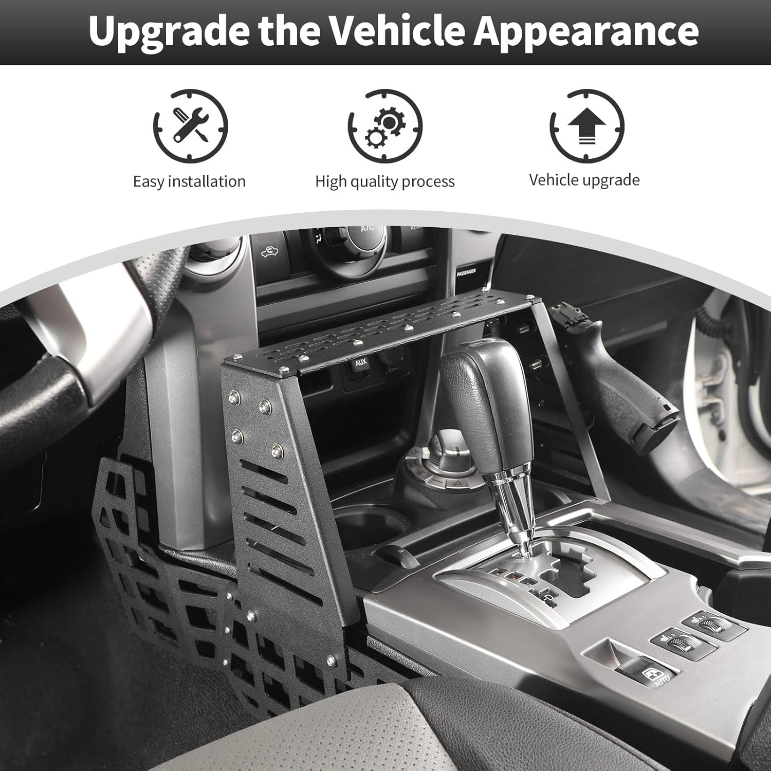 CheroCar Center Console Molle Storage Panel Fit for 2010-2023 Toyota 4Runner, SUV Cargo Storage Mount for Cell Phone, GPS, Radio, & Other Accessories Black