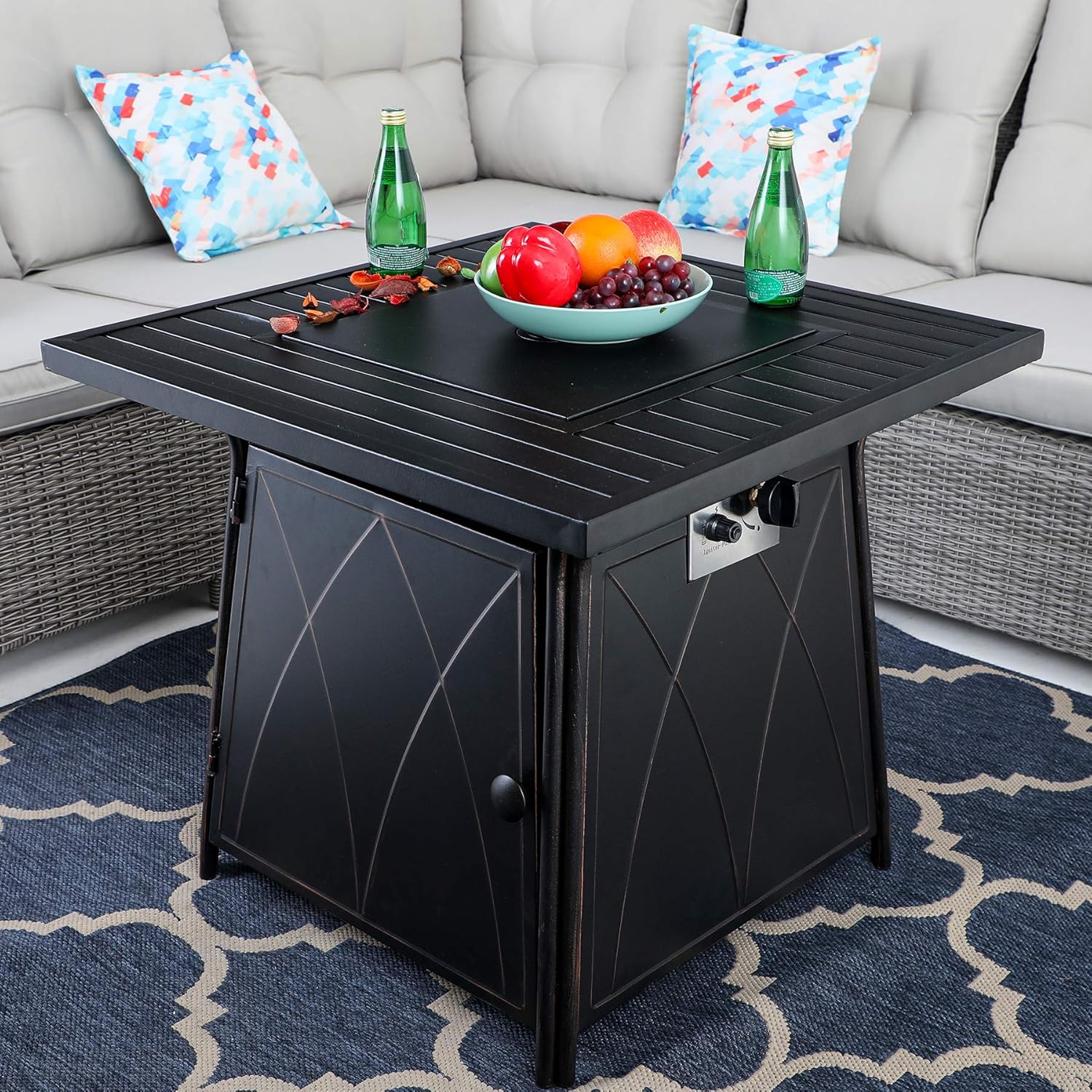 Sophia & William 5 Pieces Patio Dining Set with Gas Fire Pit Table Outdoor Patio Furniture 28