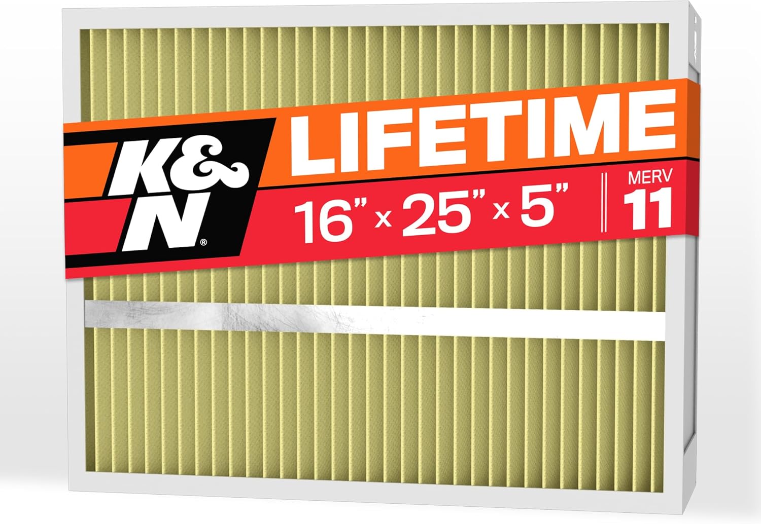 K&N 16X25X5 HVAC Furnace Air Filter, Lasts a Lifetime, Washable, Merv 11, the Last HVAC Filter You Will Ever Buy, Breathe Safely at Home or in the Office, HVC-51625