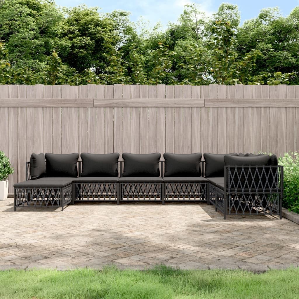 8 Piece Patio Lounge Set with Cushions Anthracite Steel,Modular Patio Lounge Set: Durable, Comfortable, and Versatile for Your Outdoor Space Patio Furniture Sets, Outdoor Furniture Sets