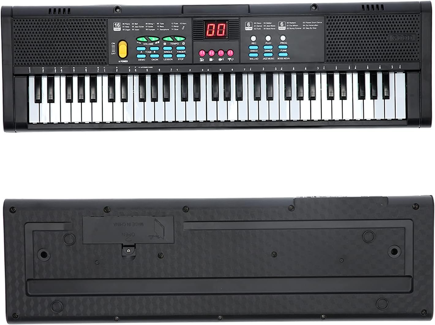 Keyboard Piano Instrument 61 Keys Electric Digital Multifunctional with Microphone MQ6186 Black