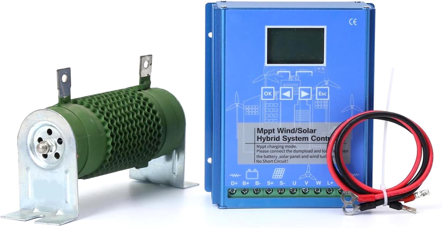 1000W-5000W Off Grid with Unloader Hybrid Wind Solar Controller, Wind and Solar Complementary Regulator 24V/48V Automatic Controller for Home Boat Street Light,48V