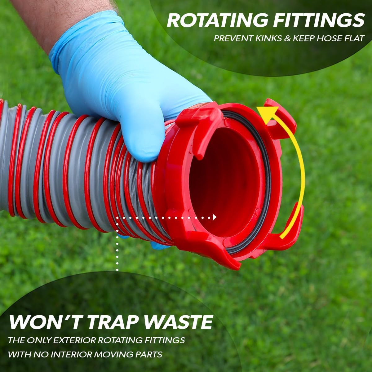 Valterra Viper 20-Foot RV Sewer Hose Kit, Universal Sewer Hose for RV Camper, Includes 2 Attachable 10-Foot Hoses with Rotating Fittings, 90 Degree ClearView Sewer Adapter and 4 Drip Caps