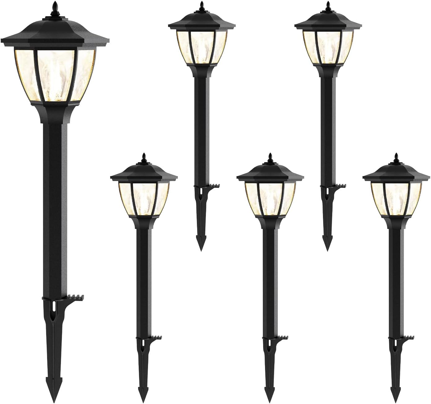GOODSMANN Landscape Lighting 6PK Pathway Lights Low Voltage 1 Watt LED 12V AC Landscape Lights 40 Lumen 2700K Warm White with Replaceable Led Bulbs Cable Connectors