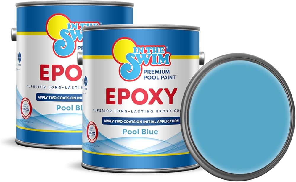 In The Swim Pool Blue Epoxy Swimming Pool Paint - Epoxy-Base, High Gloss, Swimming Pool Paint - Long Lasting Stain Resistant - 1 Gallon - 2-Pack