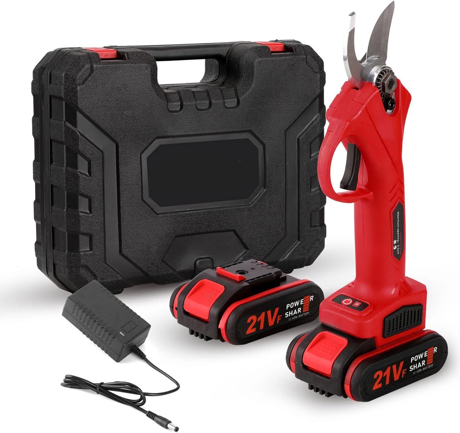 GeRRiT Electric Pruning Shears, Cordless Electric Pruning Shear Rechargeable Battery Electric Scissors Tree Bonsai Pruning Branches Cutter Landscaping Tool,Power Chain Saws, 1, Rosso