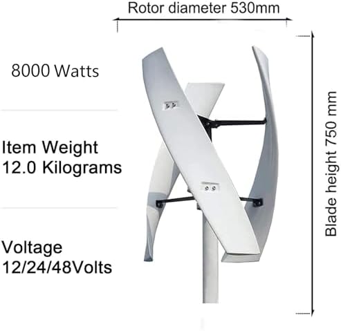 6000W-15000W Wind Turbine Generator Kit for Home Use, Horizontal Axis with 3 Blades & Controller, 12V/24V/48V Vertical Wind Power System