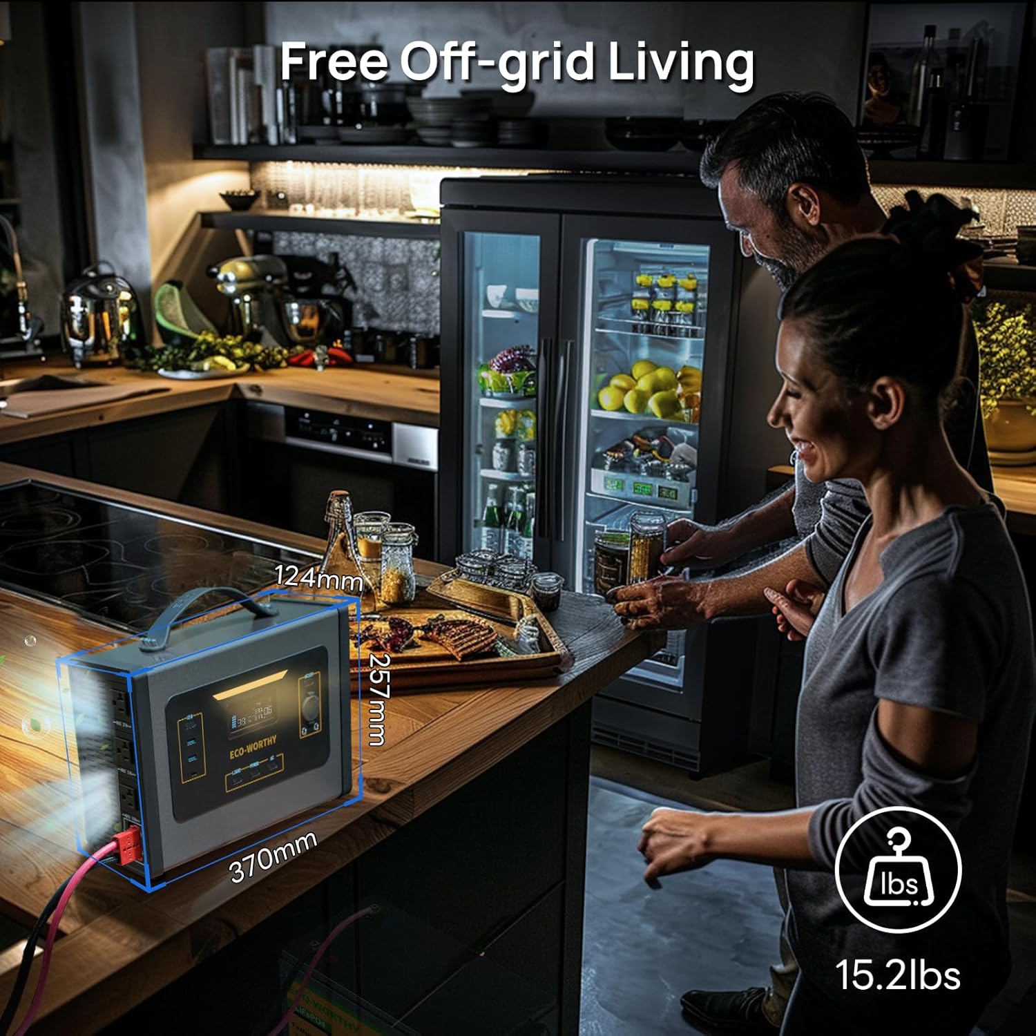 ECO-WORTHY 2000W Portable Inverter Charger,25A MPPT Solar Controller 500W Solar panles Input for 24V LiFePO4 Lithium Battery for RV Off-Grid Household Outdoor Camping